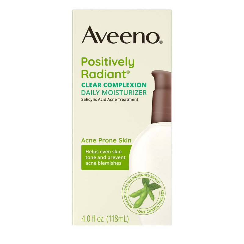Aveeno Positively Radiant Clear Complexion Face Moisturizer, Acne Facial Moisturizer with Soy and Salicylic Acid for Oily Skin, Hypoallergenic