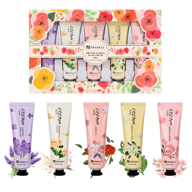Hand Cream Vegan Friendly,5 X 30Ml, Pack of 5,For Dry Cracked Hands,Daily Moisturising Hand Lotion Gift Set,Mothers Day Gifts for Women