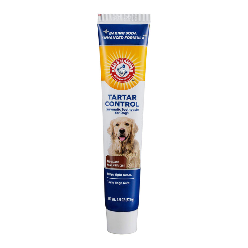 Arm & Hammer for Pets Tartar Control Enzymatic Toothpaste for Dogs Reduces Plaque & Tartar Buildup Safe for Puppies Beef Flavor, 2.5 Ounces Dog