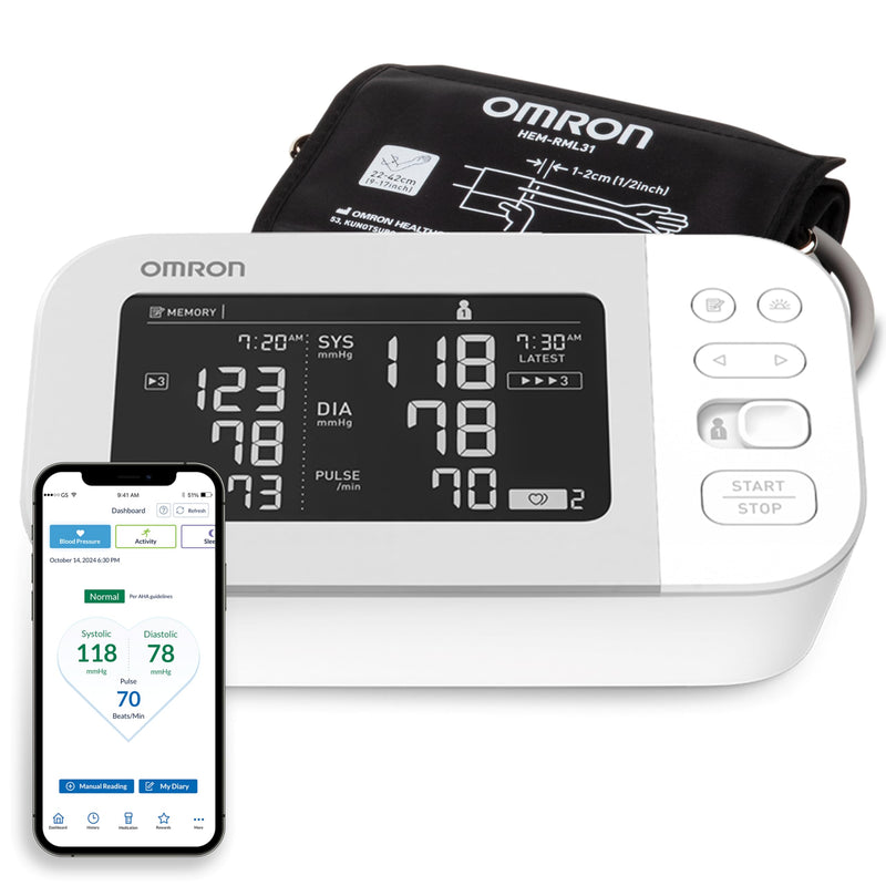 OMRON Platinum Blood Pressure Monitor, Upper Arm Cuff, Digital Bluetooth Blood Pressure Machine, Stores up to 200 Readings for Two Users (100