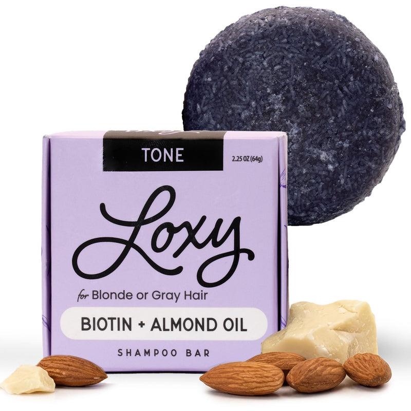 Naturel Purple Toning Shampoo Bar, Blonde or Grey Hair Toning Shampoo Bar with Biotin and Almond Oil, Vegan, Zero Waste, Cruelty Free, Made in USA