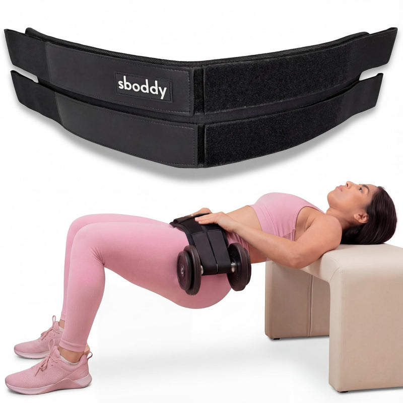 Hip Thrust Belt for Dumbbells Heavy, Kettlebells, Plates, Hip Thrust Band for Women/Men, Double Hook & Loop Booty Builder, Glute Workout Equipment