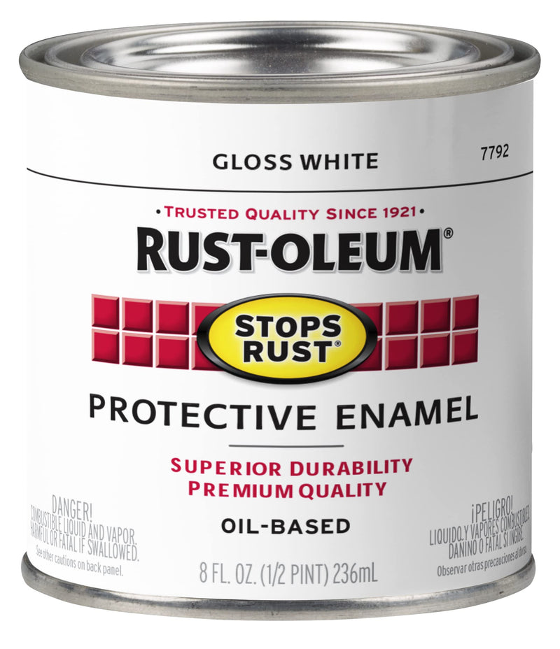 Rust-Oleum 7792730 Stops Rust Brush on Paint, Half Pint, Gloss White