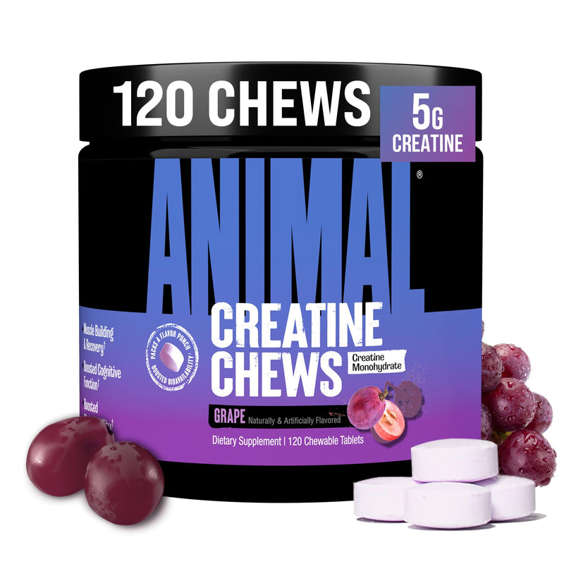 Animal Creatine Chews Tablets - Enhanced Creatine Monohydrate with Astragin to Improve Absorption, Sea Salt for Added Pumps, Delicious and