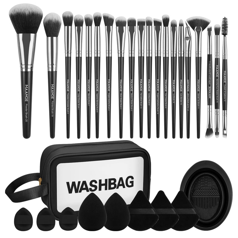 MAANGE Makeup Brush Set 30 Pcs Premium Synthetic Makeup Brushes Foundation Eye Shadow Powder Concealers Highlight Blending Brush Professional Make