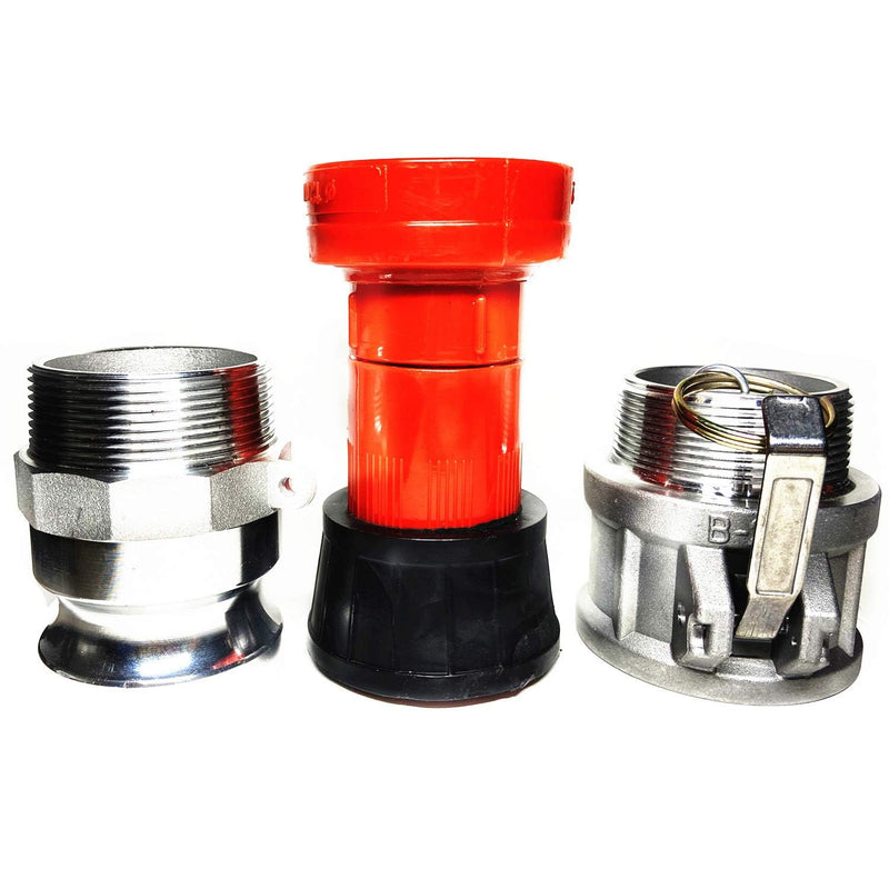 SAFBY Fire Hose Nozzle 2 Inch NPSH/NPT Thermoplastic Fire Equipment Spray Jet Fog with 2 Inch Aluminum Female and Male Fitting
