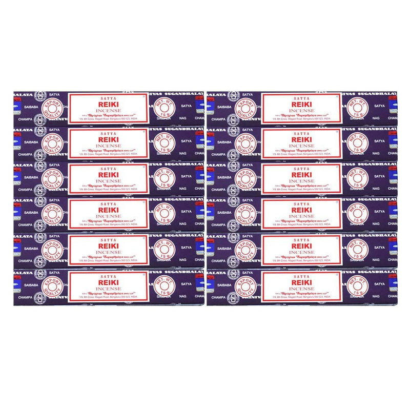 Satya Incense Sticks, 12 Count - Nag Champa Reiki, Original from Srinivas Sugandhalaya Factory