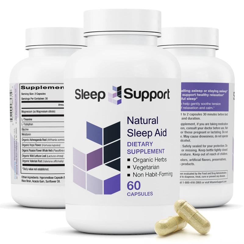 Sleepsupport - Natural Sleep Aid for Adults to Help Promote Calm and Relaxation - Organic Sleep Supplement with Ashwagandha, Valerian Root,