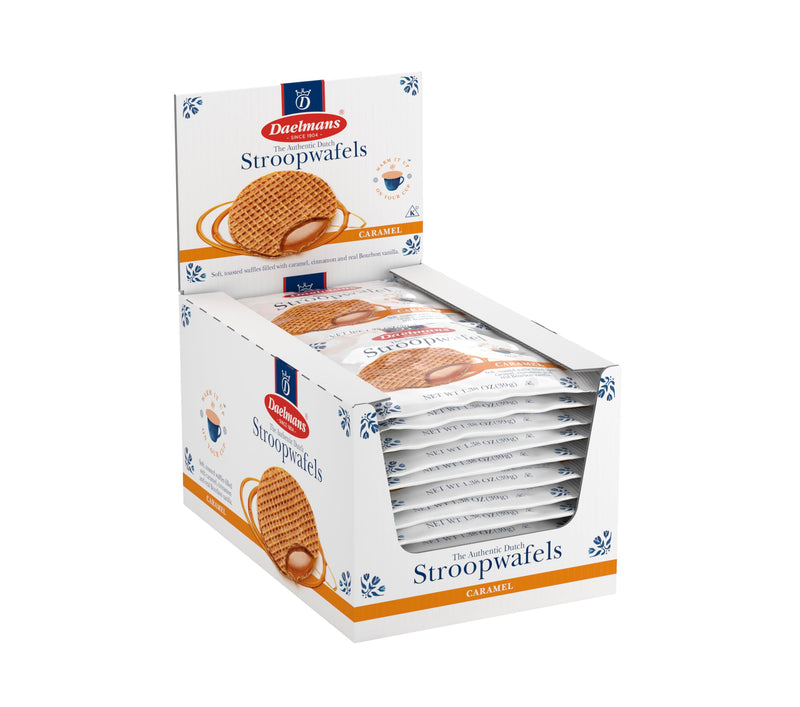 Daelmans Stroopwafel Caramel - the Original Stroopwafels, Toasted Dutch Waffle Cookies W/A Creamy & Buttery Filling, Made in Holland, Individually