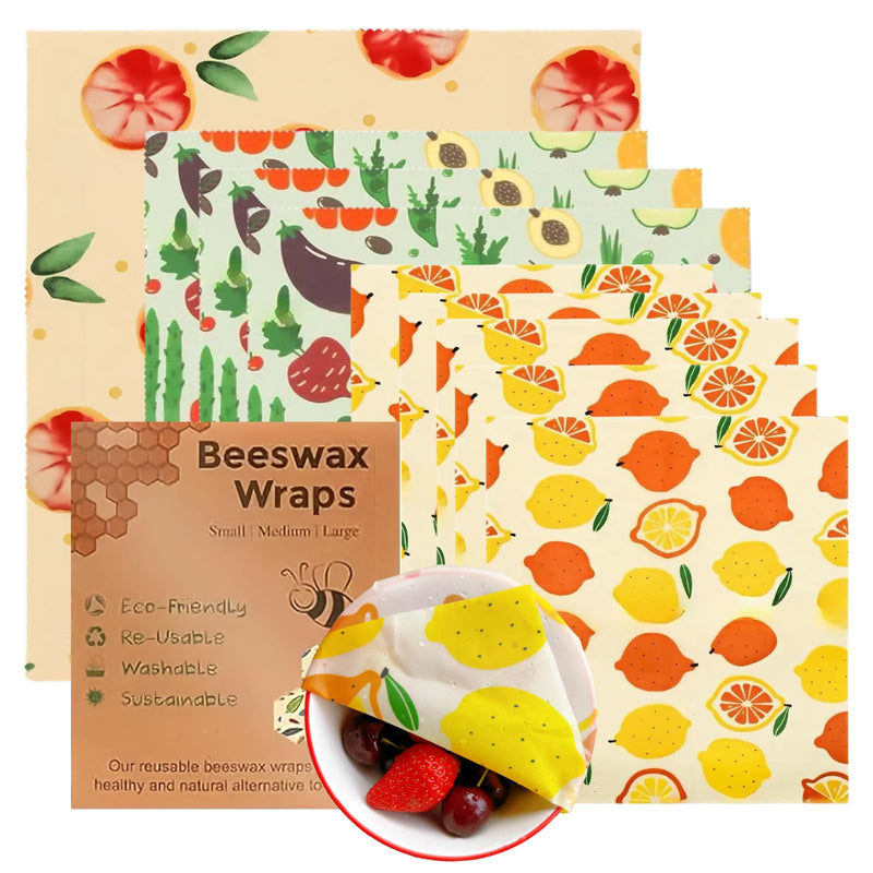 Reusable Beeswax Food Wraps-9 Pack Beeswax Wraps for Food Eco-Friendly Beeswax Wraps for Food, Bread and Sandwich Wrappers - Organic, Sustainable,