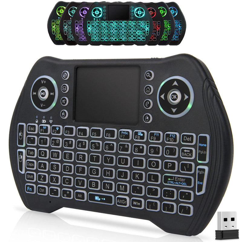 BL Mini Wireless Keyboard Remote Control with Touchpad Mouse Combo, Backlit 2.4Ghz Mini Keyboard Wireless USB Dongle Rechargeable Li-Ion Battery