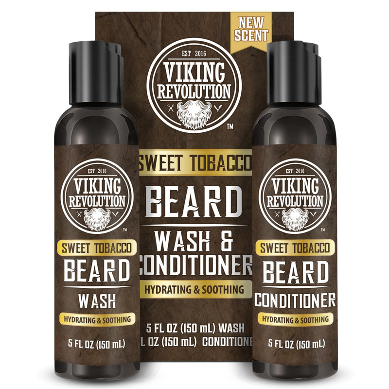 Viking Revolution Beard Wash and Beard Conditioner for Men with Argan Oil and Jojoba Oil - Beard Softener and Strengthener Beard Care Beard