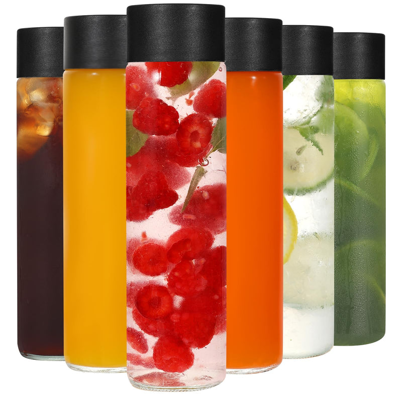 Danmu Glass Juice Bottles with Lids 16 Oz,Juicing Bottles Reusable Glass 100% Leakproof,Glass Bottles for