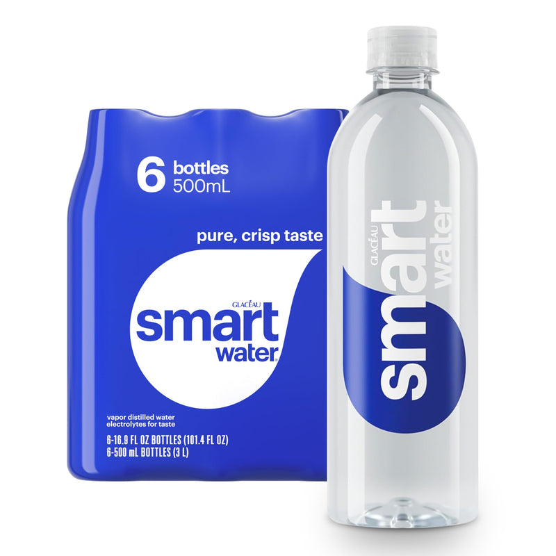 Smartwater Vapor Distilled Premium Water , 16.9 Fl Oz (Pack of 6)