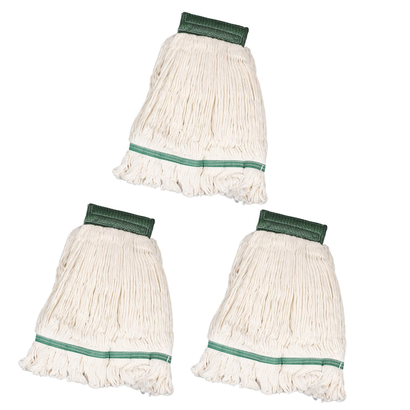 Heavy Duty Commercial Mop Head Replacement, Wet Industrial Cotton Looped End String Cleaning Mop Head Refill, 3Packs