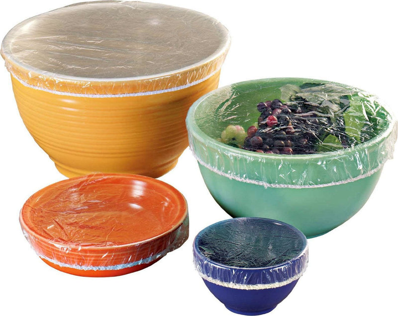 Stretchable, Reusable, Plastic Bowl Covers. Ideal for Storage, Picnics, Transportation, and Entertaining, Pack of 50