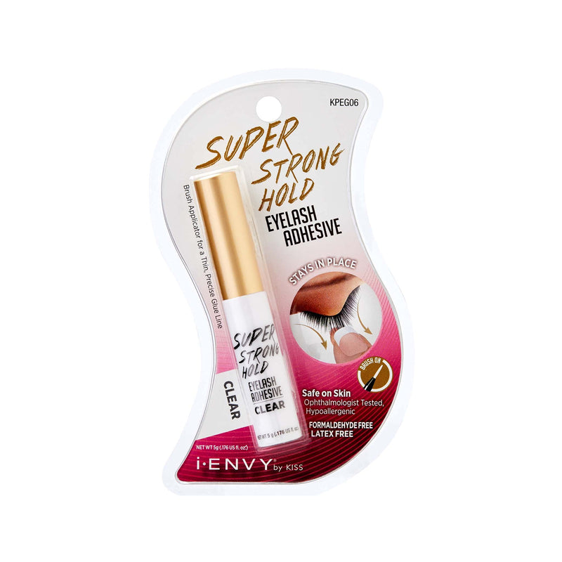 Iâ¢Envy Super Strong Hold Eyelash Adhesive, Waterproof, 48-Hour Long-Lasting Lash Glue, Latex-Free, Hypoallergenic, Quick-Drying with Brush-On