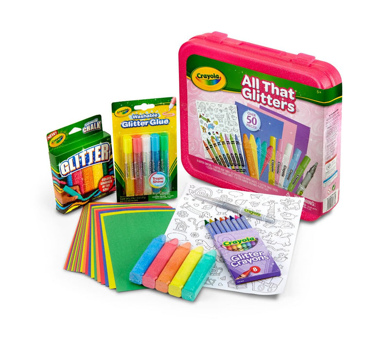 Crayola All That Glitters Art Case (50+Pcs), Glitter Crayons & Coloring Supplies, Kids Art Set, Gifts for Girls & Boys, Ages 5+