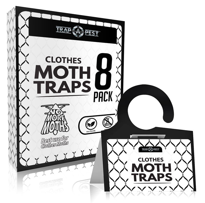 TRAP a PEST Clothing Moth Traps - 8 Pack - Non Toxic Moth Traps for Clothes with Pheromone Attractant - Odorless Sticky Traps for Closet, Carpets