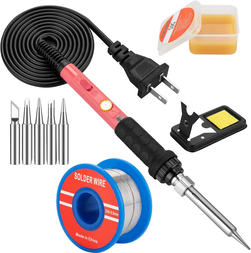 Soldering Iron Kit, 60W Soldering Iron with 5Pc Interchangeable Tips, 10-In-1 Adjustable Temperature Solder Welding Tools, Fast Heating,