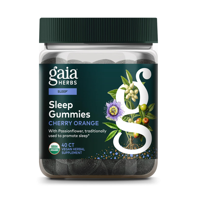 Gaia Herbs Sleep Gummies - Sleep Support*- Ashwagandha, Reishi Mushroom & Passionflower - USDA Certified Organic, Non-GMO Project Verified, Gluten
