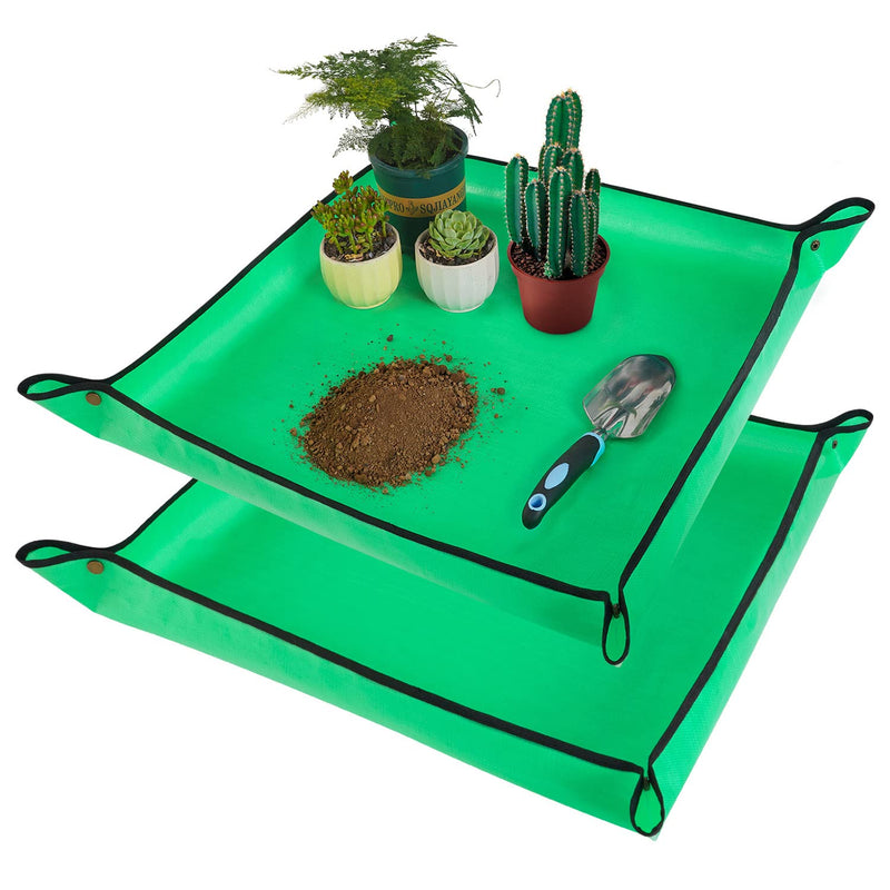 2 PCS 27 "X 27" Repotting Mat for Indoor Plant Transplanting and Mess Control Thickened Waterproof Potting Tray Foldable Succulent Potting Mat