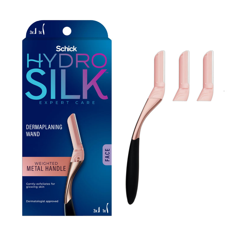 Schick Hydro Silk Dermaplaning Wand, Dermaplaning Tool for Face | Dermaplane Razor for Women Face, Eyebrow Razor, Peach Fuzz Remover, Includes 1