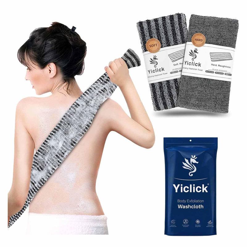 Yiclick 2PCS Exfoliating Washcloth Towel - Exfoliating Body Scrubber Exfoliator, Loofah Sponge Wash Cloth, Korean & Japanse & African Net Sponge