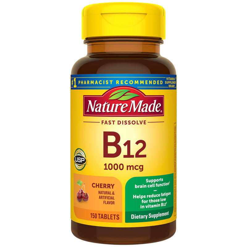 Nature Made Vitamin B12 1000 Mcg, Easy to Take Sublingual B12 for Energy Metabolism Support, 150 Sugar Free Fast Dissolve Tablets, 150 Day Supply