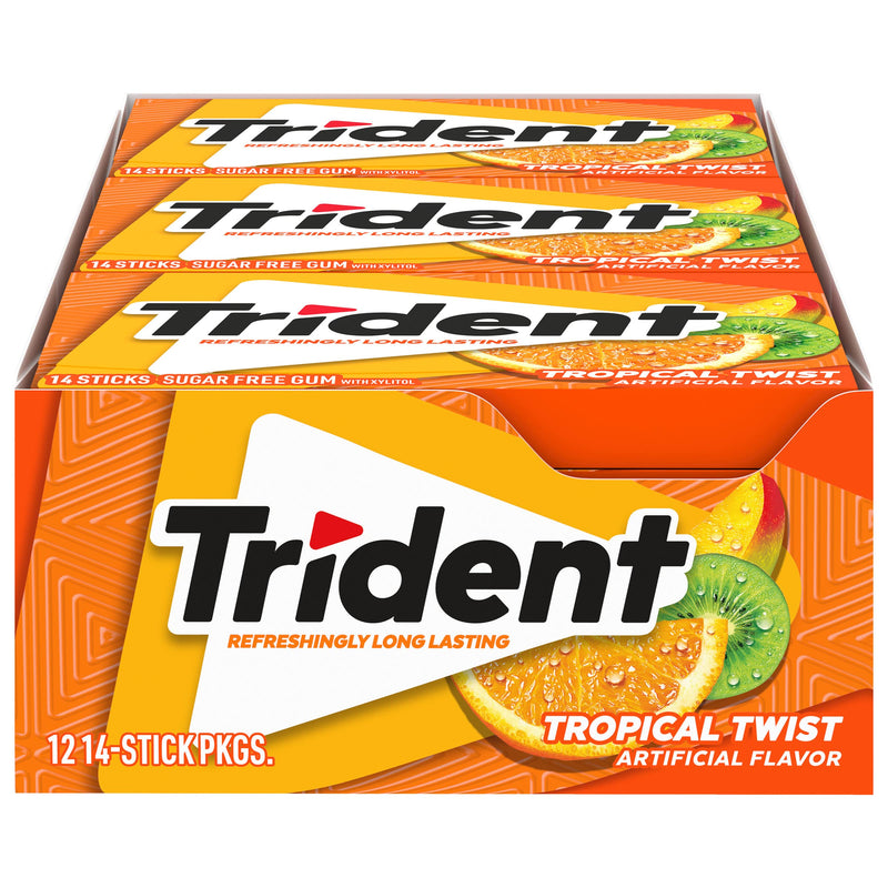 Trident Bubblegum Sugar Free Gum, 12 Packs of 14 Pieces (168 Total Pieces)