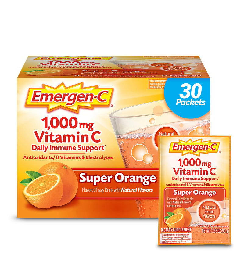 Emergen-C 1000Mg Vitamin C Powder for Daily Immune Support Caffeine Free Vitamin C Supplements with Zinc and Manganese, B Vitamins and