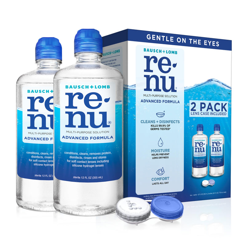 Renu Contact Lens Solution, Advanced Formula, Multi-Purpose Solution with Lens Case, Gently Cleans, Disinfects, Moisturizes & Hydrates Soft Lenses