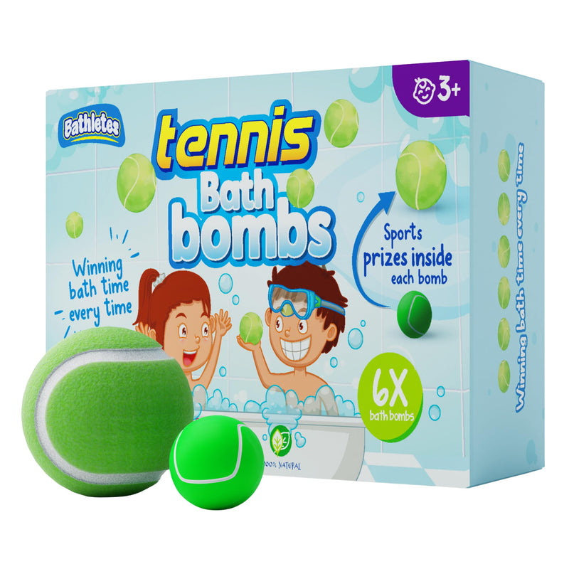 6Pc Sporty Kids Bath Bombs with Surprise inside - Girls & Boys Bath Toys W/ 6 Sports Prizes - Perfect for Birthdays, Holidays -Toddlers 3+