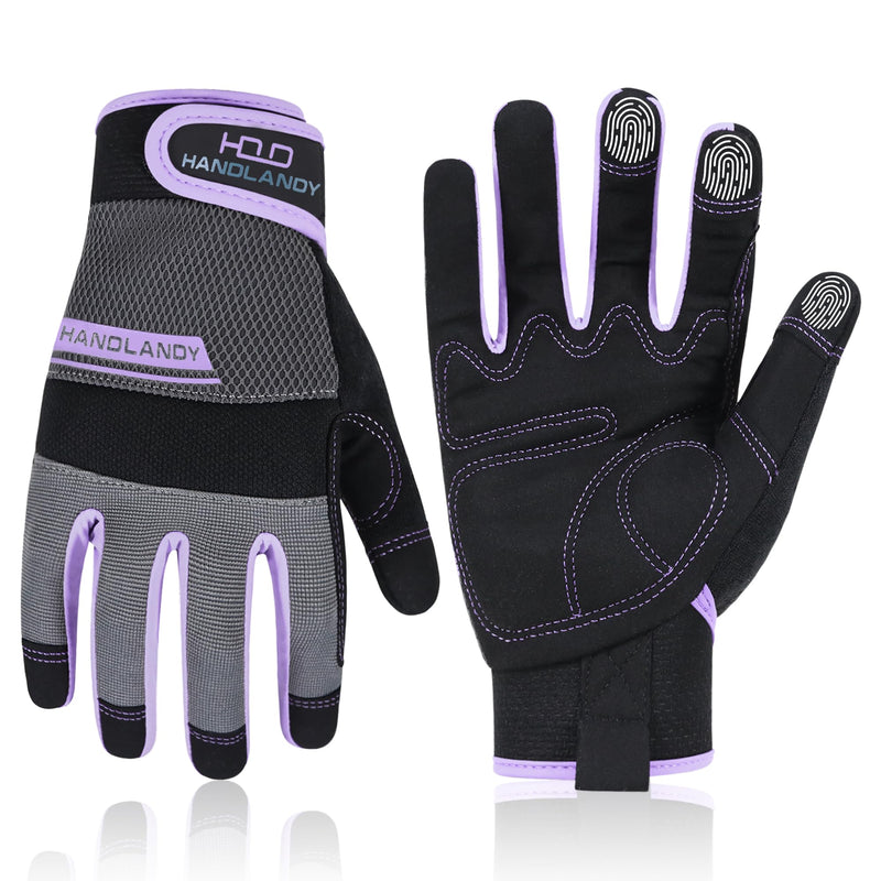 HANDLANDY Women Safety Work Gloves Utility Touch Screen Working Grip Glove for Yardwork Gardening Breathable Mechanic Gloves