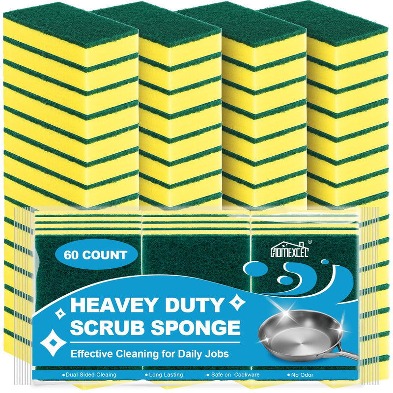 HOMEXCEL Heavy Duty Scrub Sponges Kitchen 10 Count, Extra-Large Sponges for Cleaning Kitchen and Household, Dish Scrubber for Washing Dishes, Pots