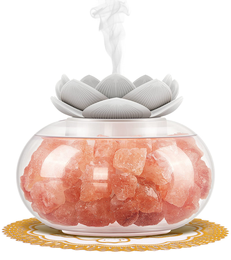 Essential Oil Diffusers Aromatherapy Diffuser: Vyaime Salt Lamp Diffuser for Home Bedroom Office, Pink Crystal Himalayan Cute Lotus Auto Shut-Off