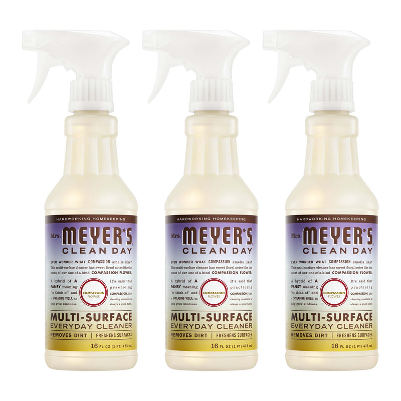 MRS. MEYER'S CLEAN DAY All-Purpose Cleaner Spray, Compassion Flower, 16 Fl. Oz (Pack of 3)