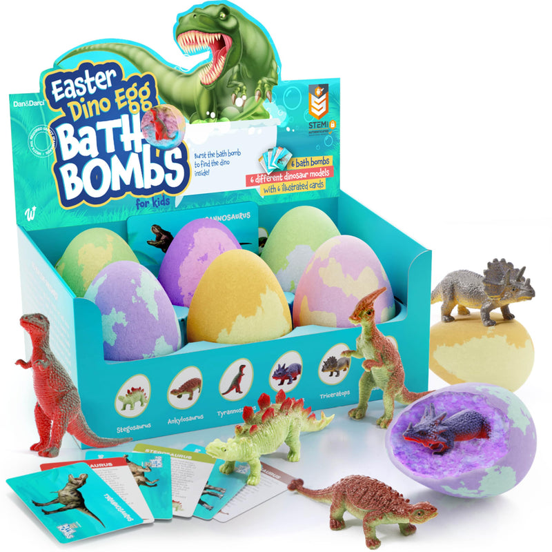 Dino Egg Bath Bombs for Kids - Kid Baths Bomb with Surprise inside - Dinosaur Toys Gift for Boys and Girls Ages 6 7 8 Years Old Gifts - Fun