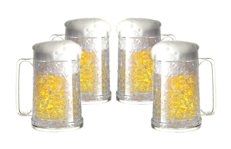 Double Wall Freezer Mug Frosty Mug Insulated Ice Cup with Gel 16Oz/450Ml (Set of 4)