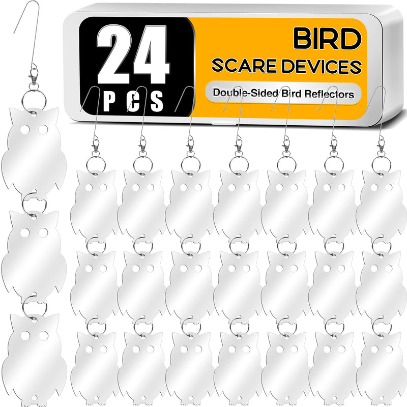 XPCARE 24PCS Bird Scare Devices - Owl Shape Bird Reflective Discs - Highly Reflective Double-Sided Bird Reflectors - to Scare Woodpecker Pigeon