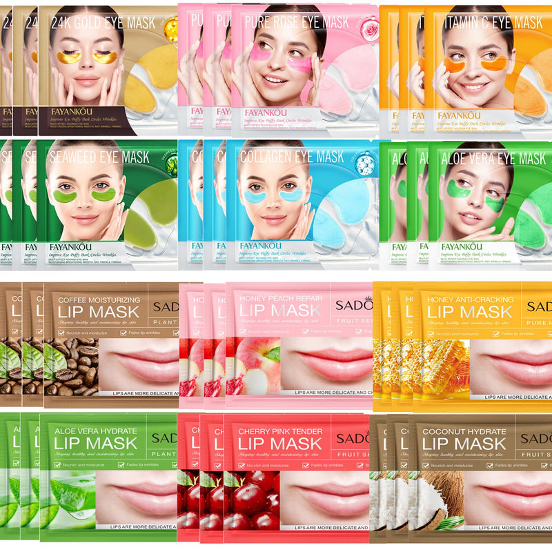 36 Pairs under Eye Patches & Lip Mask for Puffy Eyes and Dark Circles - Crystal Lip Care Gel Pads Mask Bulk Collagen Skin Care Products, Beauty &