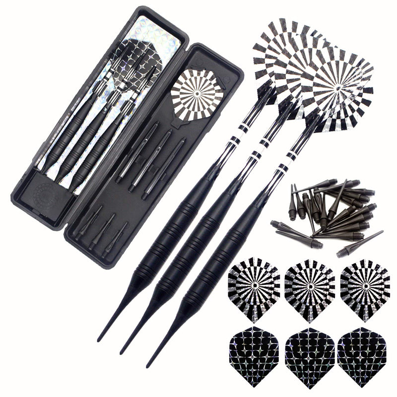 Soft Tip Darts Set for Electronic Dart Board 18/22G Plastic Tip Darts Set with Brass Barrels&Aluminum Shafts, 6 Flights 3 Spare Plastic Dart Shaft