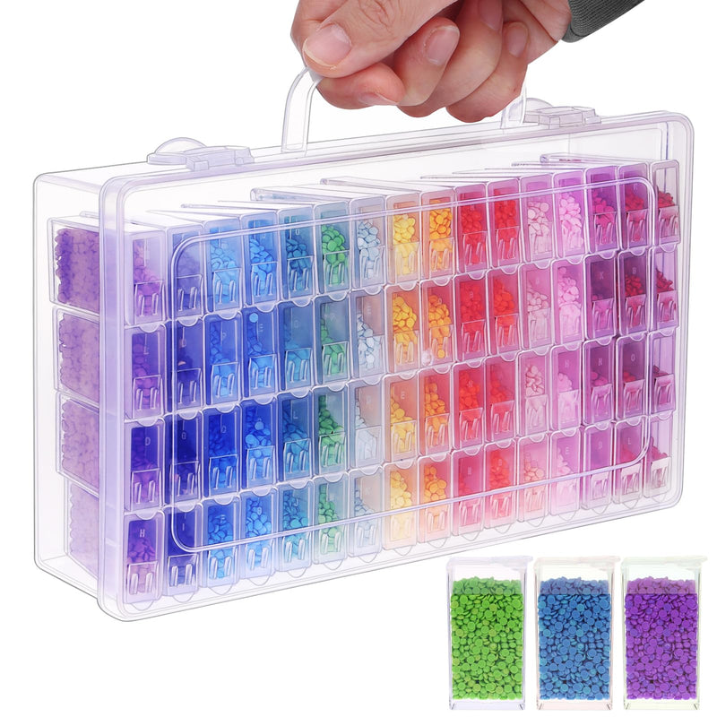 SGHUO 64 Grid Diamond Painting Storage Containers Diamond Art Accessories Tool Box Craft Storage with Adjustable Dividers for Beads, Art DIY,