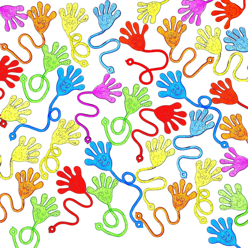 JOYIN 48Pcs Glitter Sticky Hands Party Favors, Party Table Favors Set for Kids, Holiday Traditions, Classroom Treasure Box Carnival Prizes Bulk