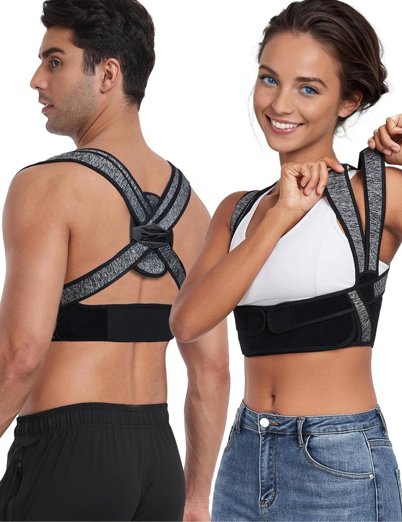 Posture Corrector for Women Men,Bi-Straps Back Straightener - Bamboo Fiber Back Brace Posture Corrector - Instant Upper Back Pain Relief