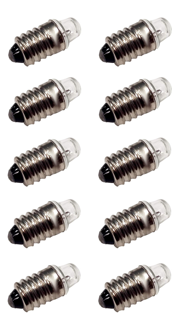 Pack of 10 E10 Miniature Screw Base Light Bulbs, 1.5V / 0.3A Flashlight Style, Incandescent â¦