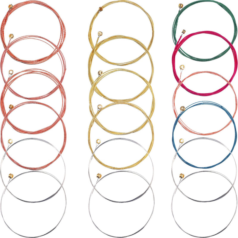 Bememo 2 Sets of 6 Guitar Strings Replacement Steel String for Acoustic Guitar (Yellow and Multicolor)