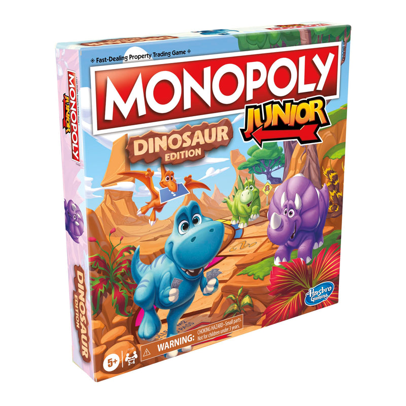 Hasbro Gaming Monopoly Junior Dinosaur Edition Game | Kids Board Games with Dino-Themed Toy Tokens | 2-4 Players for Boys & Girls | Ages 5+