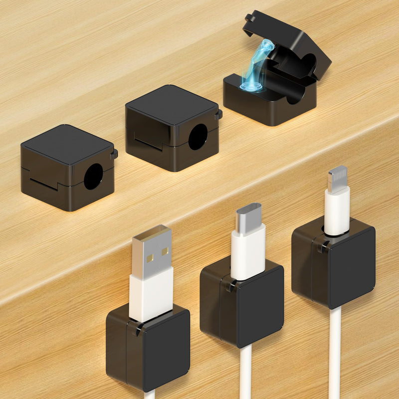 6 Pack Magnetic Cable Clips Cord Holder Charger Organizer Office Accessories under Desk Wire Management Phone Charging Cords Keeper Holders for