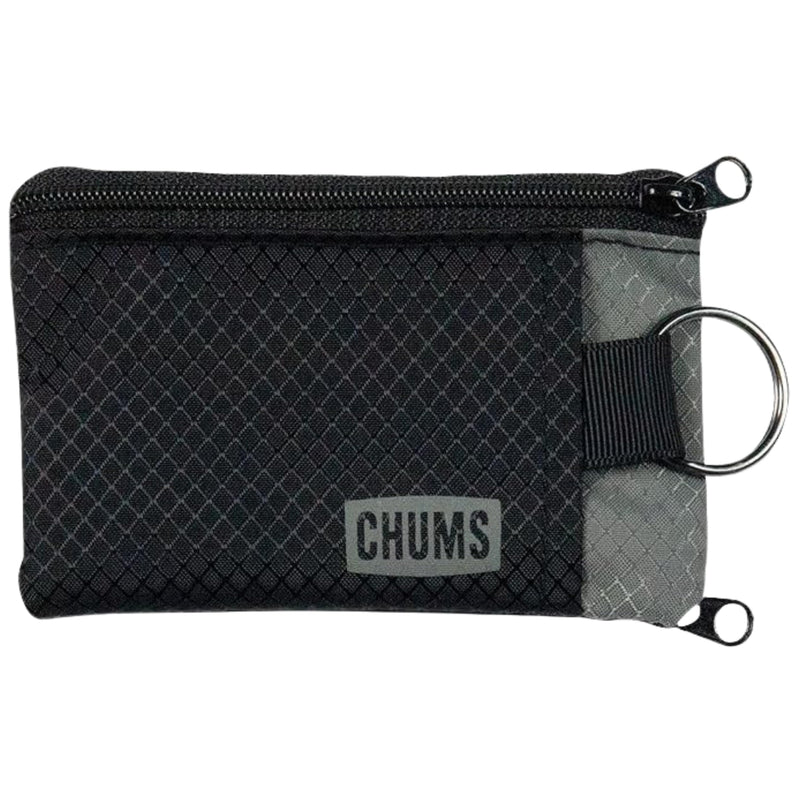 Chums Surfshorts Wallet - Lightweight Slim Wallet with RFID Blocking Card & Clear ID Window - Zippered, Minimalist Wallet w/Key Ring - Solid